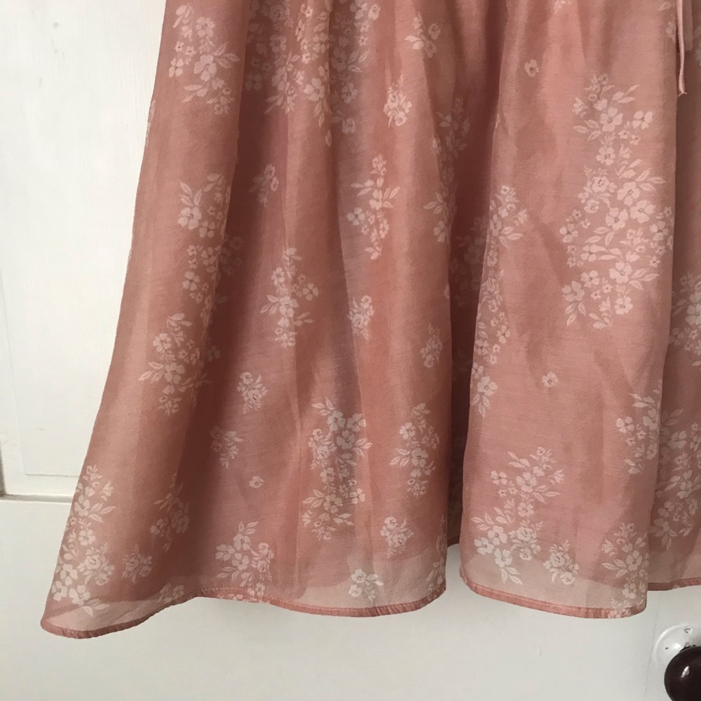 H&M Pink Floral Puff Sleeve Wrap Tie Front Dress Size Medium - Picture 6 of 6